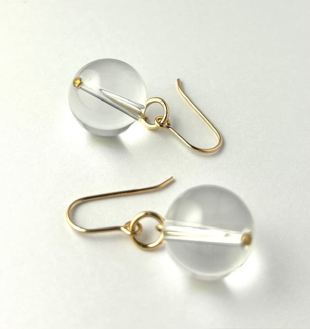 Galaxy earrings Gold filled clear quartz