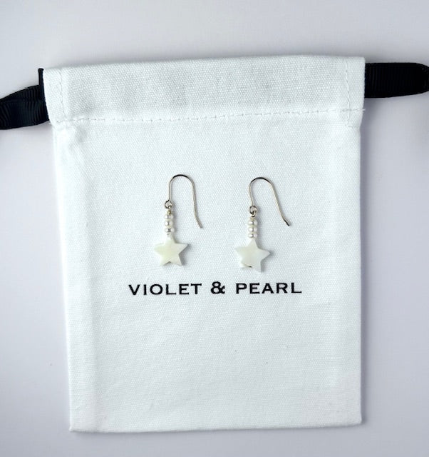 Starlight pearl mother of pearl star earrings
