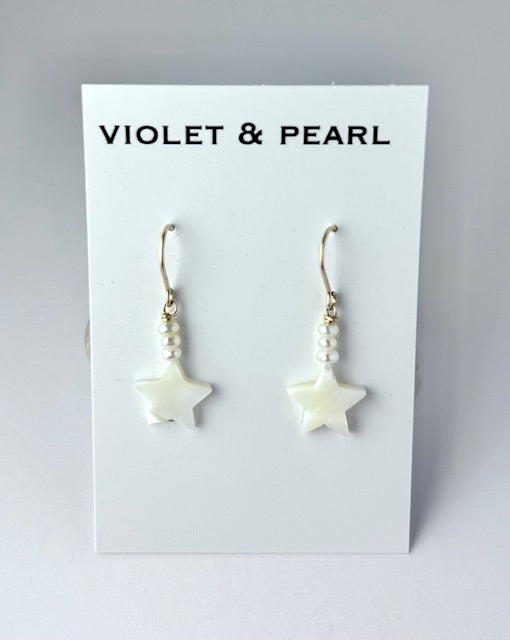 Starlight pearl mother of pearl star earrings