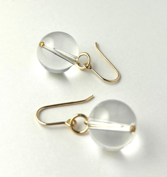 Galaxy earrings Gold filled clear quartz