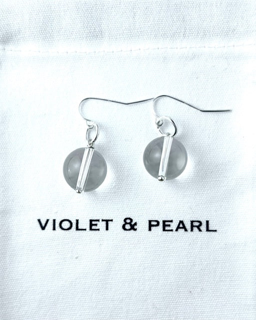 Galaxy earrings Sterling Silver clear quartz