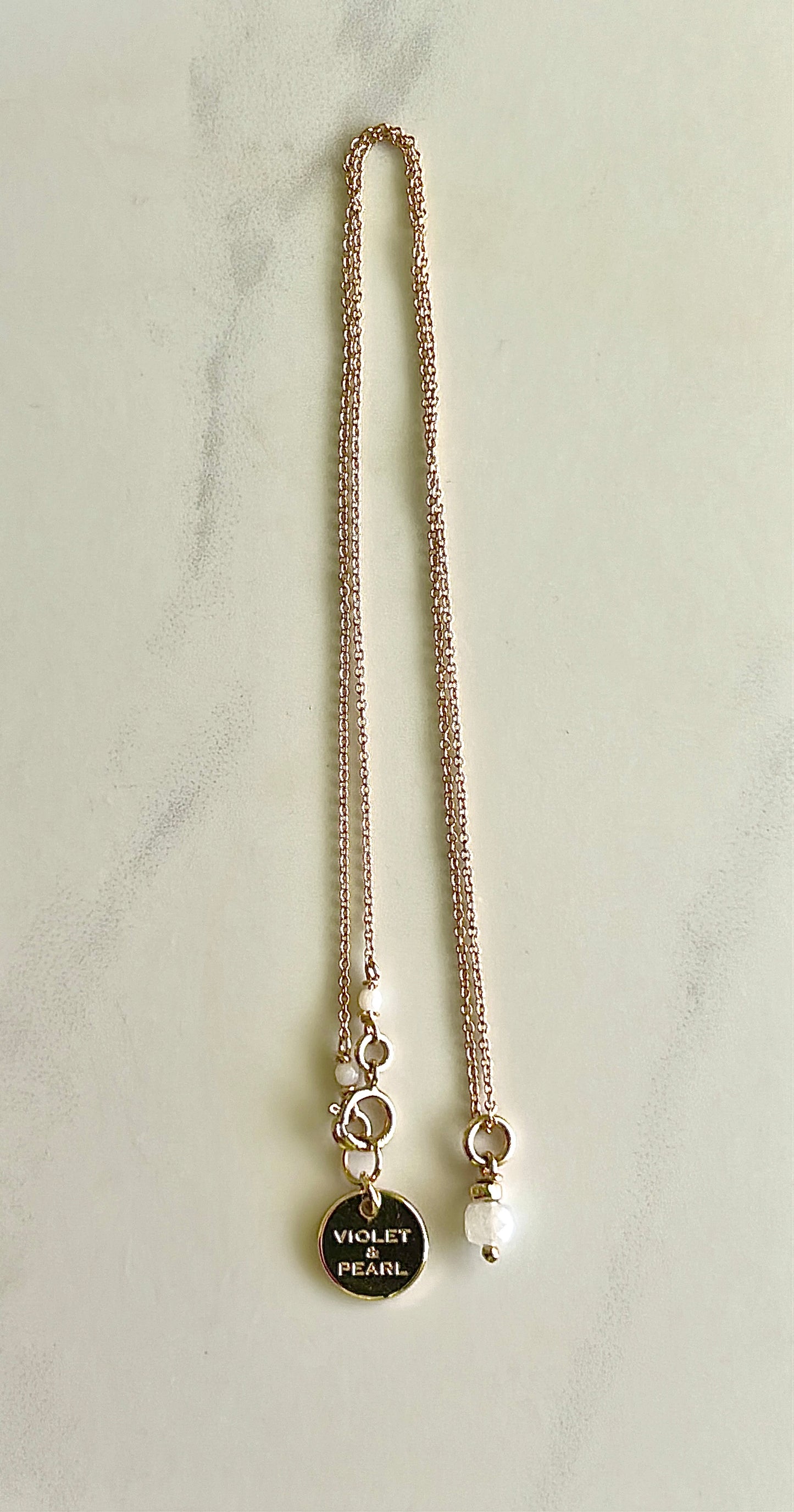 Dainty gemstone necklace 43cms