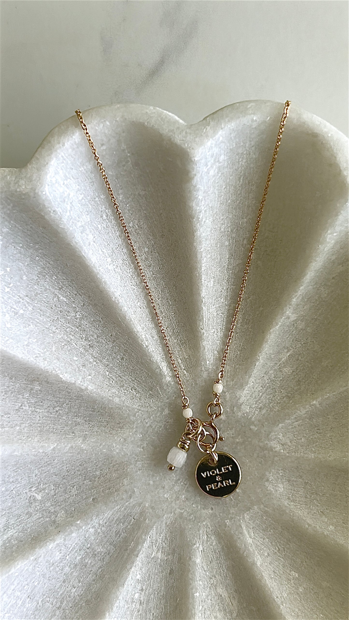 Dainty gemstone necklace 43cms