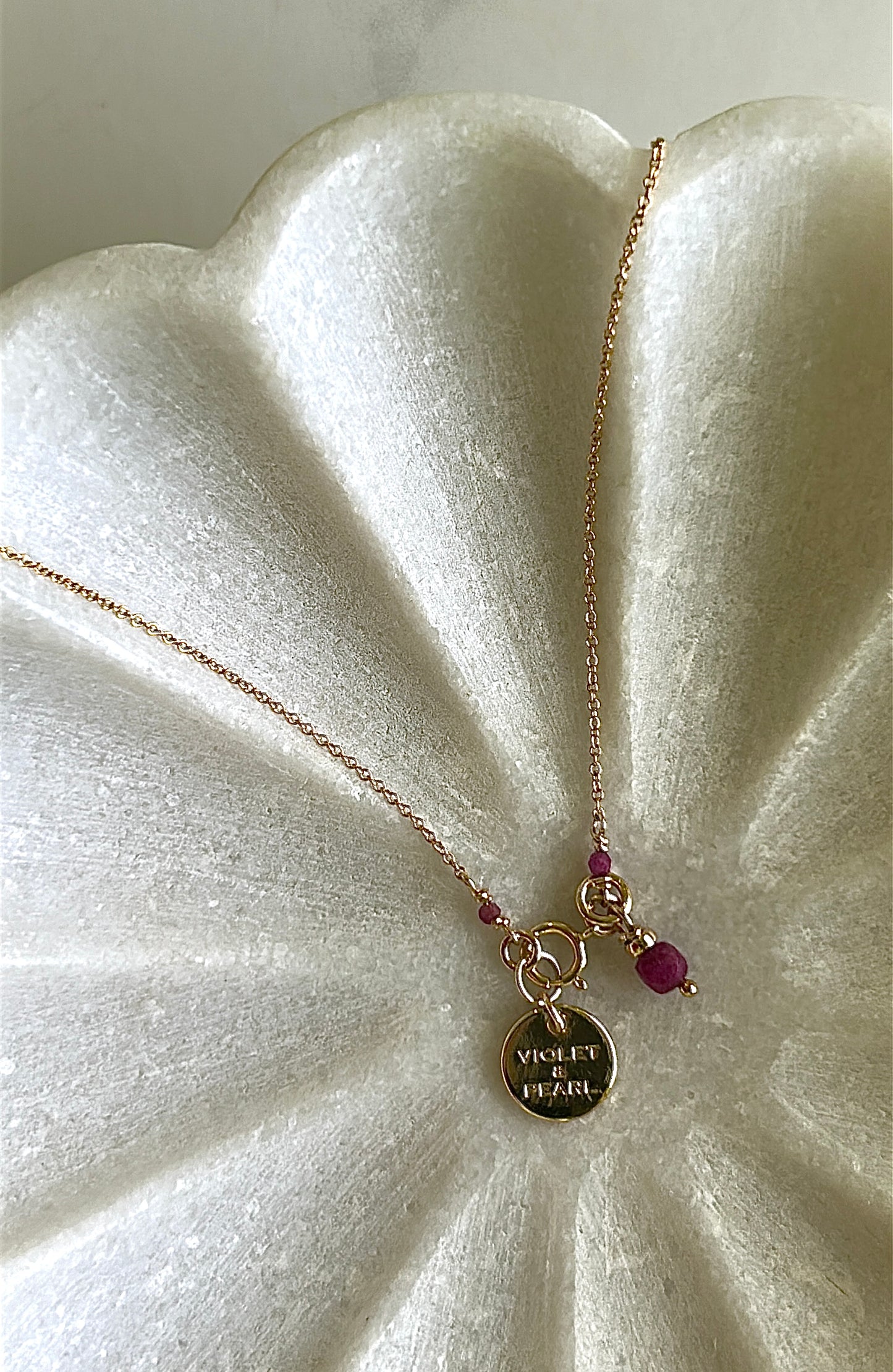 Dainty gemstone necklace 43cms