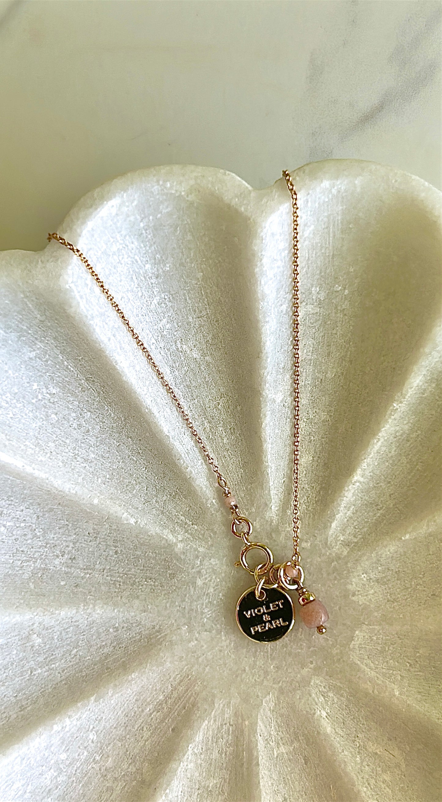 Dainty gemstone necklace 43cms