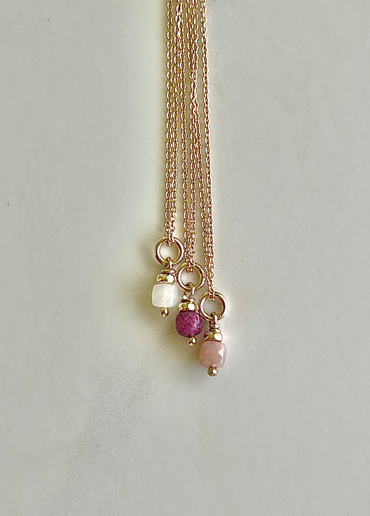 Dainty gemstone necklace 43cms
