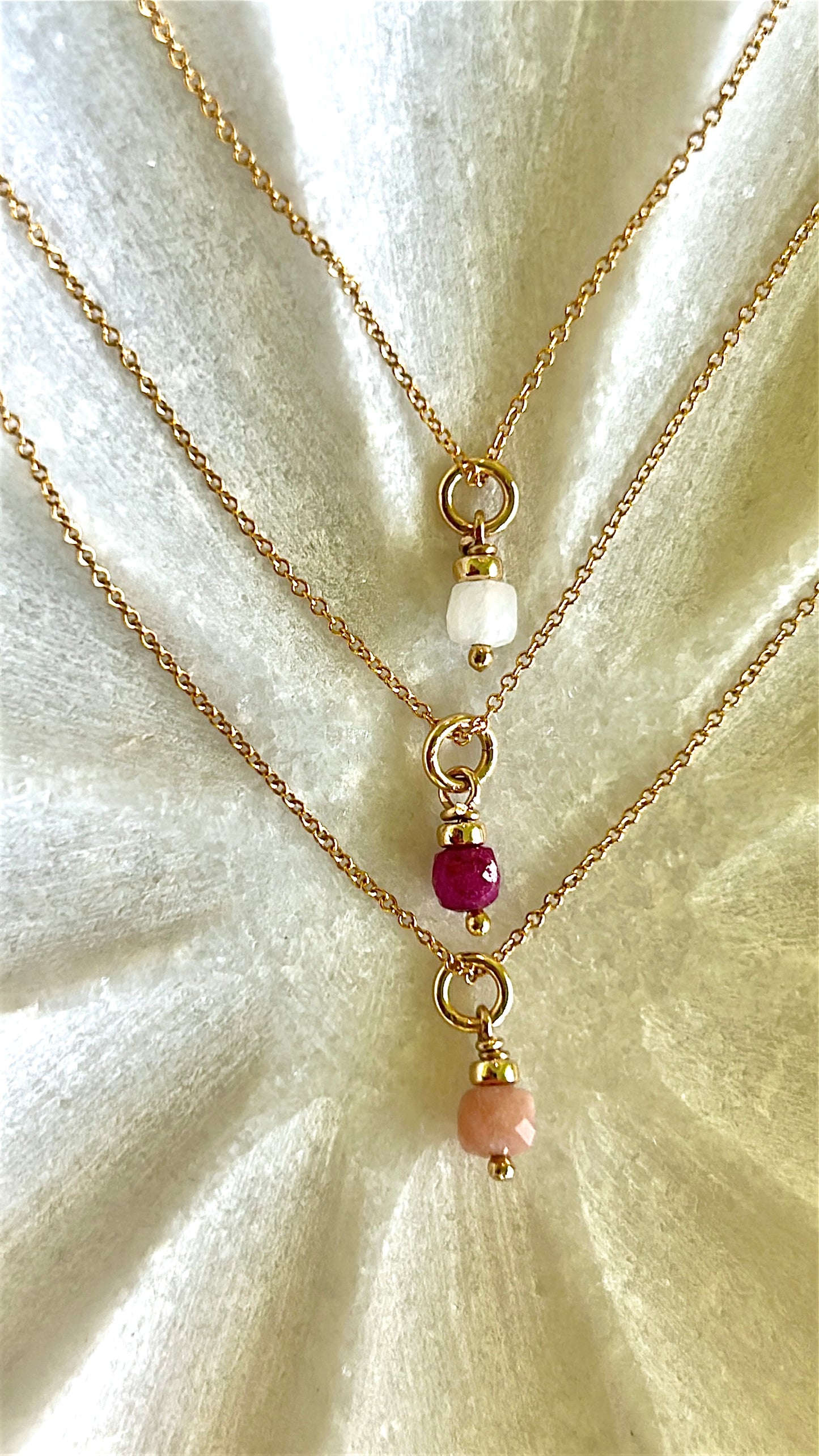 Dainty gemstone necklace 43cms