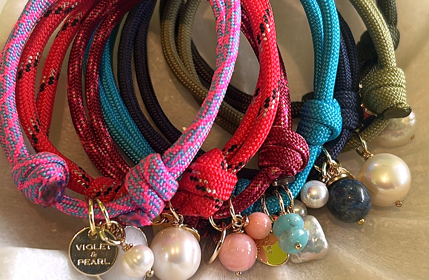 Sporty Charm Bracelets -with pearls & gems