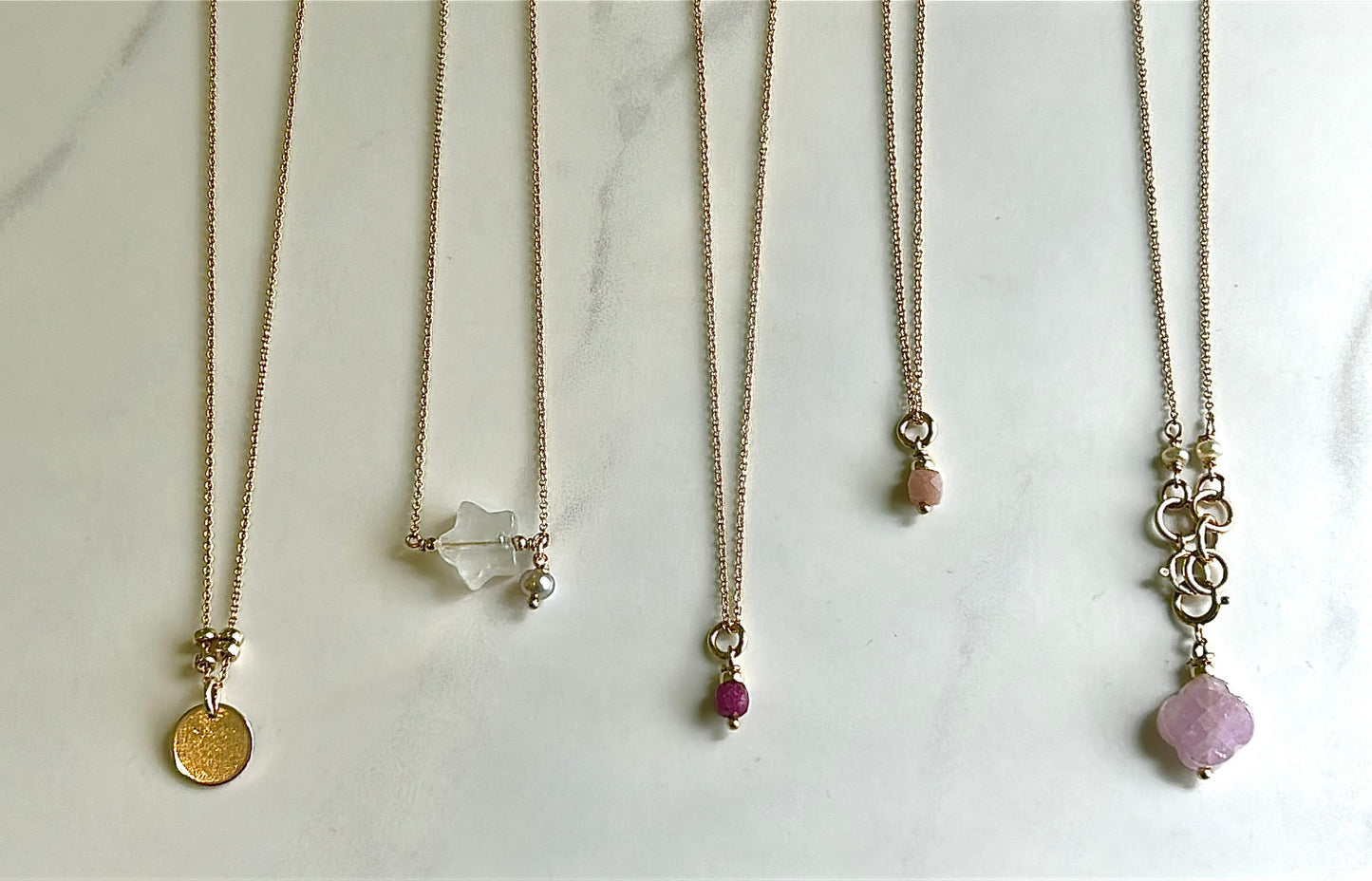 Dainty gemstone necklace 43cms