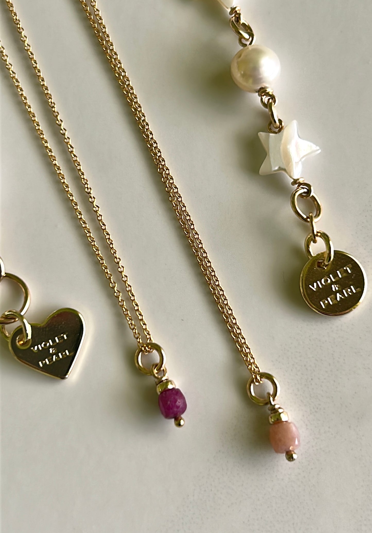 Dainty gemstone necklace 43cms